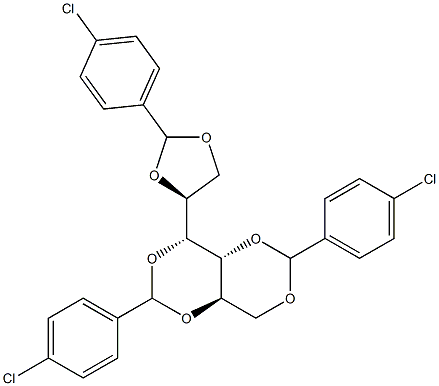 1-O,2-O:3-O,5-O:4-O,6-O-Tris(4-chlorobenzylidene)-D-glucitol Struktur