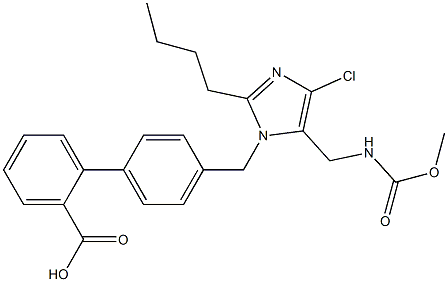 4'-[[2-Butyl-4-chloro-5-(methoxycarbonylaminomethyl)-1H-imidazol-1-yl]methyl]-1,1'-biphenyl-2-carboxylic acid Struktur