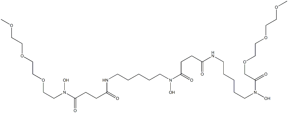 N-[5-[[4-[5-[N-Hydroxy-N-[[2-(2-methoxyethoxy)ethoxy]acetyl]amino]pentylamino]-1,4-dioxobutyl]hydroxyamino]pentyl]-N'-hydroxy-N'-[2-[2-(2-methoxyethoxy)ethoxy]ethyl]succinamide Struktur