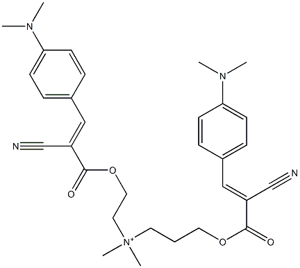 3-[[2-Cyano-3-[4-(dimethylamino)phenyl]propenoyl]oxy]-N-[2-[[2-cyano-3-[4-(dimethylamino)phenyl]propenoyl]oxy]ethyl]-N,N-dimethyl-1-propanaminium Struktur