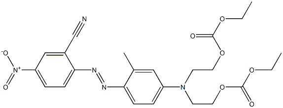 2-[4-[N,N-Bis(2-ethoxycarbonyloxyethyl)amino]-2-methylphenylazo]-5-nitrobenzonitrile Struktur