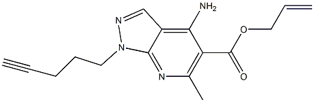 1-(4-Pentynyl)-4-amino-6-methyl-1H-pyrazolo[3,4-b]pyridine-5-carboxylic acid 2-propenyl ester Struktur