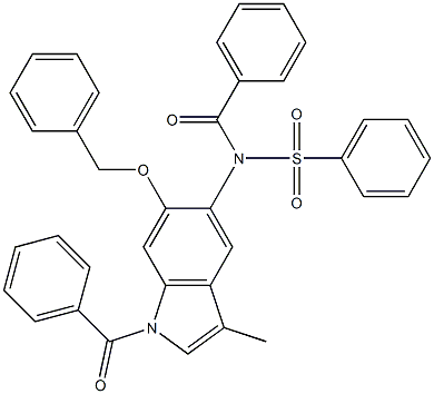 1-Benzoyl-6-benzyloxy-3-methyl-5-(N-benzoyl-N-phenylsulfonylamino)-1H-indole Struktur