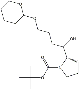 (2S)-2-[1-Hydroxy-4-[(tetrahydro-2H-pyran-2-yl)oxy]butyl]-1-pyrrolidinecarboxylic acid tert-butyl ester Struktur