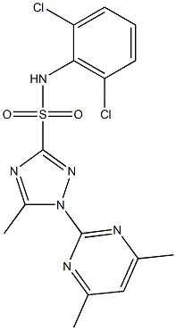 1-(4,6-Dimethylpyrimidin-2-yl)-5-methyl-N-(2,6-dichlorophenyl)-1H-1,2,4-triazole-3-sulfonamide Struktur