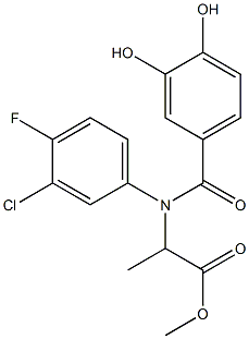 2-[N-(3,4-Dihydroxybenzoyl)-3-chloro-4-fluoroanilino]propanoic acid methyl ester Struktur