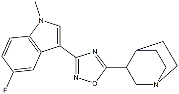 3-[5-(1-Azabicyclo[2.2.2]octan-3-yl)-1,2,4-oxadiazol-3-yl]-5-fluoro-1-methyl-1H-indole Struktur