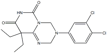 9,9-Diethyl-3-(3,4-dichlorophenyl)-3,4-dihydro-2H-pyrimido[1,6-a]-1,3,5-triazine-6,8(7H,9H)-dione Struktur