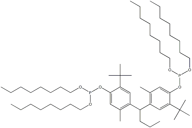 [Butylidenebis(2-tert-butyl-5-methyl-4,1-phenyleneoxy)]bis(phosphonous acid)tetraoctyl ester Struktur