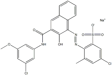 3-Chloro-5-methyl-6-[[3-[[(3-chloro-5-methoxyphenyl)amino]carbonyl]-2-hydroxy-1-naphtyl]azo]benzenesulfonic acid sodium salt Struktur