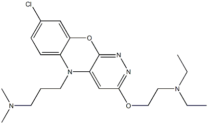 8-Chloro-3-(2-diethylaminoethoxy)-5-(3-dimethylaminopropyl)-5H-pyridazino[3,4-b][1,4]benzoxazine Struktur