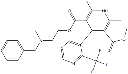 4-[2-(Trifluoromethyl)pyridin-3-yl]-1,4-dihydro-2,6-dimethylpyridine-3,5-dicarboxylic acid 3-methyl 5-[2-(N-methyl-N-benzylamino)ethyl] ester Struktur