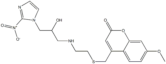 7-Methoxy-4-[2-[2-hydroxy-3-(2-nitro-1H-imidazol-1-yl)propylamino]ethylthiomethyl]-2H-1-benzopyran-2-one Struktur