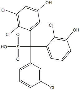 (3-Chlorophenyl)(2-chloro-3-hydroxyphenyl)(2,3-dichloro-5-hydroxyphenyl)methanesulfonic acid Struktur