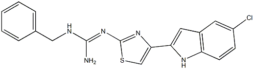 2-[[Amino(benzylamino)methylene]amino]-4-(5-chloro-1H-indol-2-yl)thiazole Struktur