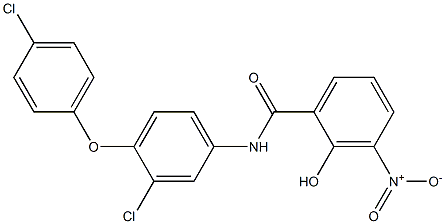 2-Hydroxy-3-nitro-N-[3-chloro-4-(4-chlorophenoxy)phenyl]benzamide Struktur