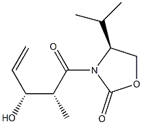 (4S)-4-Isopropyl-3-[(2R,3R)-3-hydroxy-2-methyl-4-pentenoyl]oxazolidin-2-one Struktur