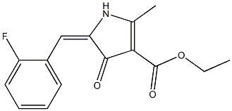 2-Methyl-4-oxo-5-(2-fluorobenzylidene)-2-pyrroline-3-carboxylic acid ethyl ester Struktur