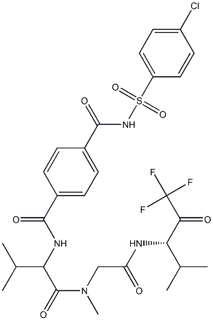 N-[(1S)-1-[[[Methyl][[[1-(trifluoroacetyl)-2-methylpropyl]carbamoyl]methyl]amino]carbonyl]-2-methylpropyl]-N'-[(4-chlorophenyl)sulfonyl]terephthalamide Struktur