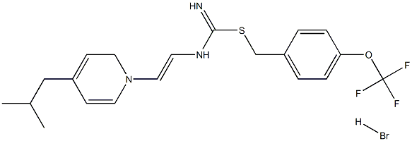 (1-Aza-2-(4-(2-methylpropyl)phenyl)vinyl)(imino((4-(trifluoromethoxy)phenyl)methylthio)methyl)amine, hydrobromide Struktur