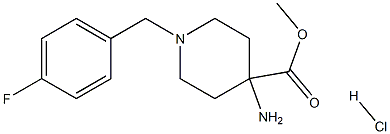 methyl 4-amino-1-(4-fluorobenzyl)piperidine-4-carboxylate hydrochloride Struktur