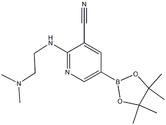 2-(2-(dimethylamino)ethylamino)-5-(4,4,5,5-tetramethyl-1,3,2-dioxaborolan-2-yl)pyridine-3-carbonitrile Struktur