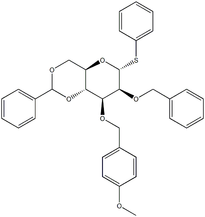 Phenyl 2-O-benzyl-4,6-O-benzylidene-3-O-p-methoxybenzyl-a-D-thiomannopyranoside Struktur