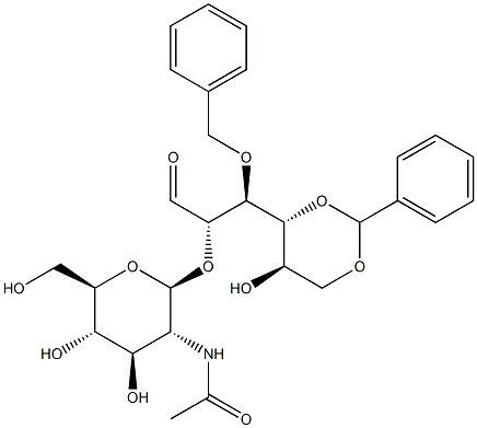 2-O-(2-Acetamido-2-deoxy-b-D-glucopyranosyl)-3-O-benzyl-4,6-O-benzylidene-D-mannose Struktur