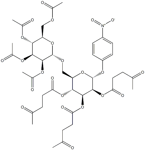 4-Nitrophenyl6-O-(2,3,4,6-tetra-O-acetyl-a-D-mannopyranosyl)-2,3,4-tri-O-levulinoyl-a-D-mannopyranoside Struktur