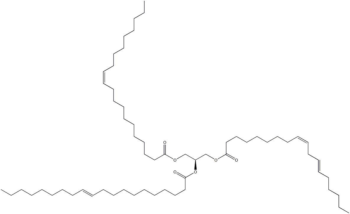 1-(9Z,12Z-octadecadienoyl)-2,3-di-(11Z-eicosenoyl)-sn-glycerol Struktur