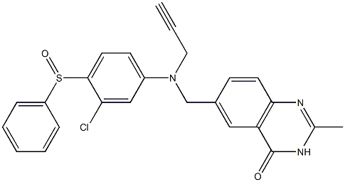 3-chloro-N-((3,4-dihydro-2-methyl-4-oxo-6-quinazolinyl)methyl)-4-(phenylsulfinyl)-N-(prop-2-ynyl)aniline Struktur