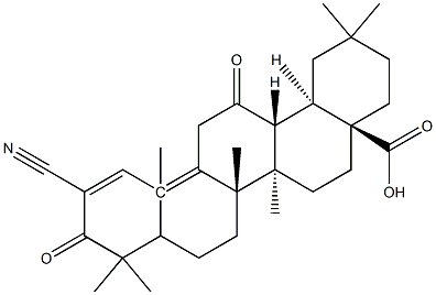 2-cyano-3,12-dioxoolean-1,9-dien-28-oic acid Struktur