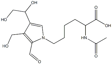 2-acetamido-6-(4-(1,2-dihydroxyethyl)-2-formyl-3-hydroxymethyl-1-pyrrolyl)hexanoic acid Struktur