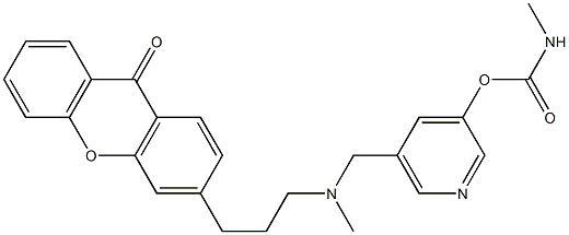 5-aza-3-(((3-((methylaminocarbonyl)oxy)phenylmethyl)methylamino)propyl)-9H-xanthen-9-one Struktur