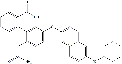 2-(4-(6-cyclohexyloxy-2-naphthyloxy)phenylacetamide)benzoic acid Struktur