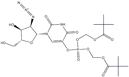 2'-azido-2'-deoxyuridine 5-monophosphate bis(pivaloyloxymethyl) ester Struktur