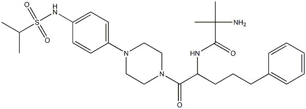 1-(2-(2-amino-2-methylpropanamido)-5-phenylpentanoyl)-4-(4-(1-methylethylsulfonamido)phenyl)piperazine Struktur