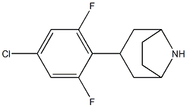 3-(4-chloro-2,6-difluorophenyl)-8-azabicyclo[3.2.1]octane Struktur