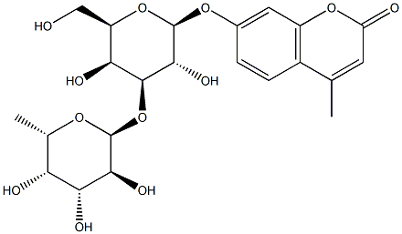 4-METHYLUMBELLIFERYL 3-O-(ALPHA-L-FUCOPYRANOSYL)-BETA-D-GALACTOPYRANOSIDE Struktur