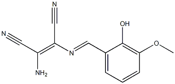 (Z)-2-amino-3-{[(E)-(2-hydroxy-3-methoxyphenyl)methylidene]amino}-2-butenedinitrile Struktur