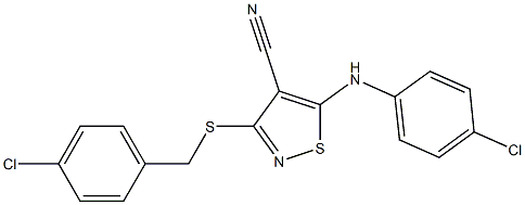 5-(4-chloroanilino)-3-[(4-chlorobenzyl)thio]isothiazole-4-carbonitrile Struktur