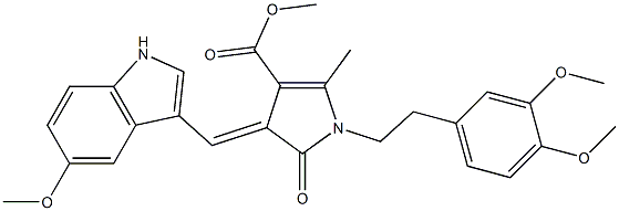 methyl 1-(3,4-dimethoxyphenethyl)-3-[(Z)-(5-methoxy-1H-indol-3-yl)methylidene]-5-methyl-2-oxo-1,2-dihydro-3H-pyrrole-4-carboxylate Struktur