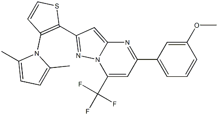 2-[3-(2,5-dimethyl-1H-pyrrol-1-yl)-2-thienyl]-5-(3-methoxyphenyl)-7-(trifluoromethyl)pyrazolo[1,5-a]pyrimidine Struktur