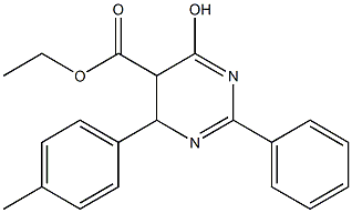 ethyl 6-hydroxy-4-(4-methylphenyl)-2-phenyl-4,5-dihydro-5-pyrimidinecarboxylate Struktur