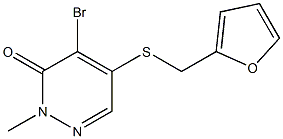 4-bromo-5-[(2-furylmethyl)thio]-2-methyl-2,3-dihydropyridazin-3-one Struktur