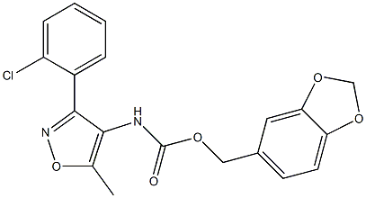 1,3-benzodioxol-5-ylmethyl N-[3-(2-chlorophenyl)-5-methylisoxazol-4-yl]carbamate Struktur