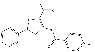 methyl 3-[(4-fluorobenzoyl)amino]-5-phenyl-4,5-dihydrothiophene-2-carboxylate Struktur