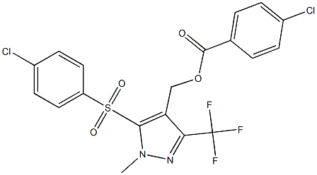 [5-[(4-chlorophenyl)sulfonyl]-1-methyl-3-(trifluoromethyl)-1H-pyrazol-4-yl]methyl 4-chlorobenzenecarboxylate Struktur