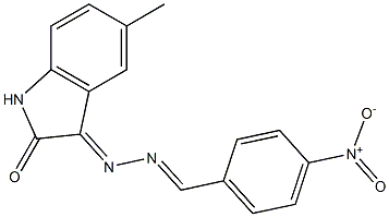 5-methyl-3-[2-(4-nitrobenzylidene)hydrazono]indolin-2-one Struktur