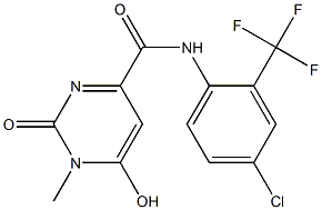 N-[4-chloro-2-(trifluoromethyl)phenyl]-6-hydroxy-1-methyl-2-oxo-1,2-dihydro-4-pyrimidinecarboxamide Struktur